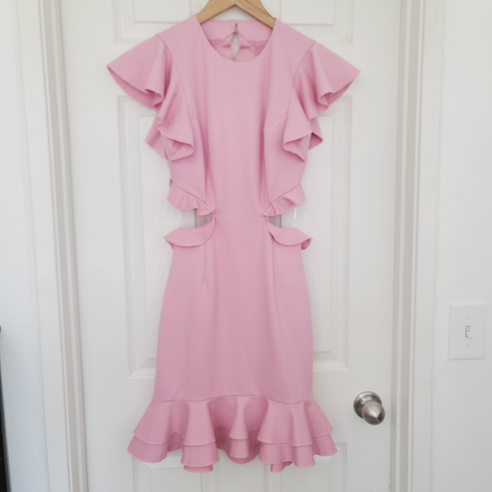 NWT Revolve Elliatt Gloaming Pink Cutout Ruffle Mini Dress Size XS - Picture 3 of 12